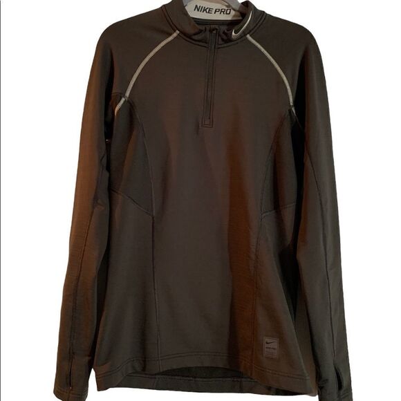 NIKE Pro Compression Dri Fit 1/4 Zip Fitted Pullover Charcoal Gray Size Small - Picture 1 of 7